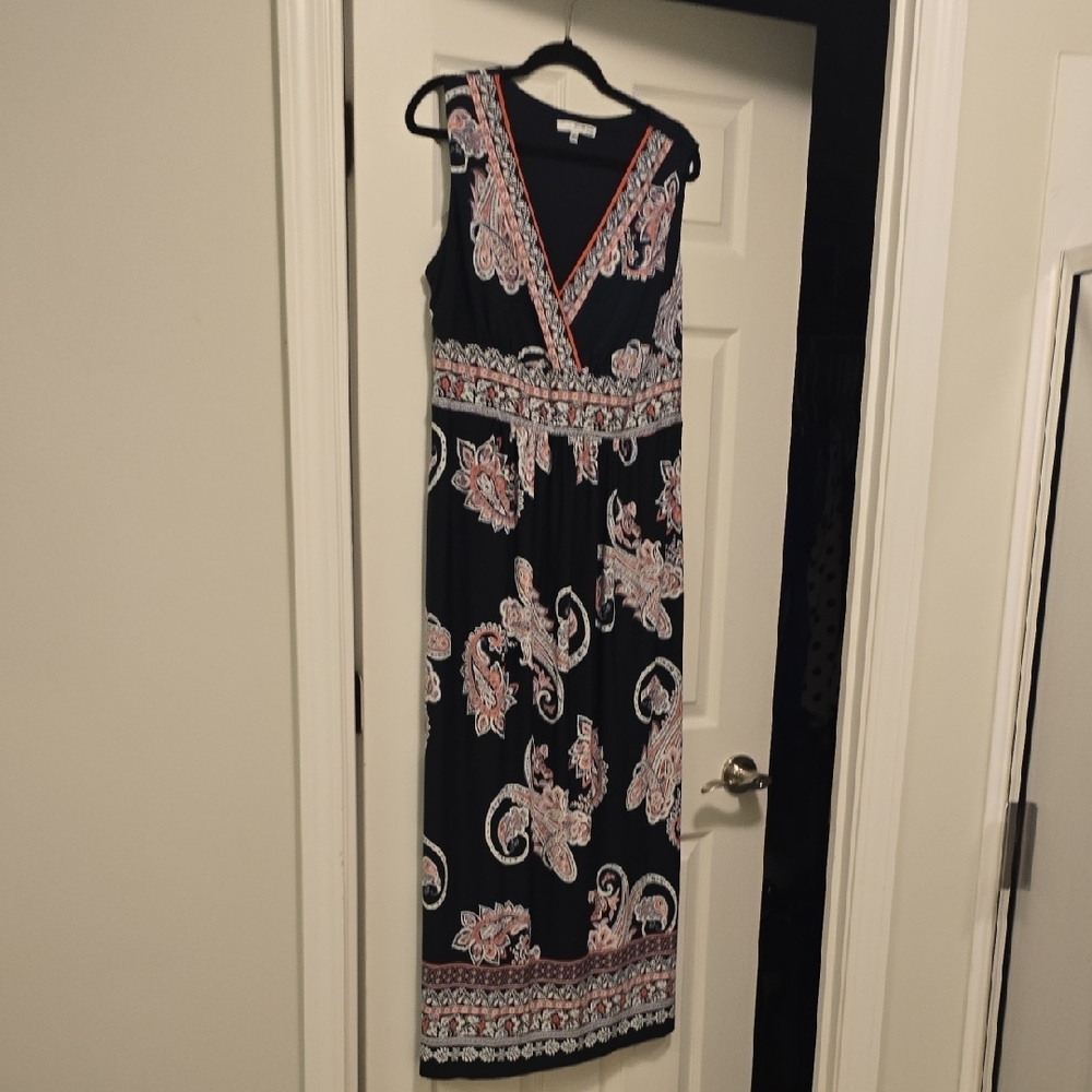 Studio One Black and Pink Wrap Maxi Dress
